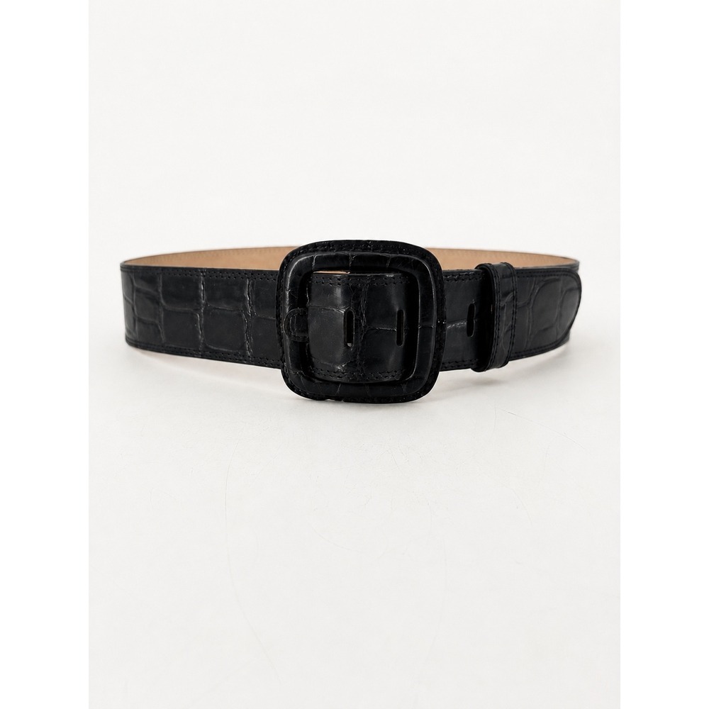 Banana Republic Belt Womens Medium Black Croc Leather Vintage Italian Y2K
